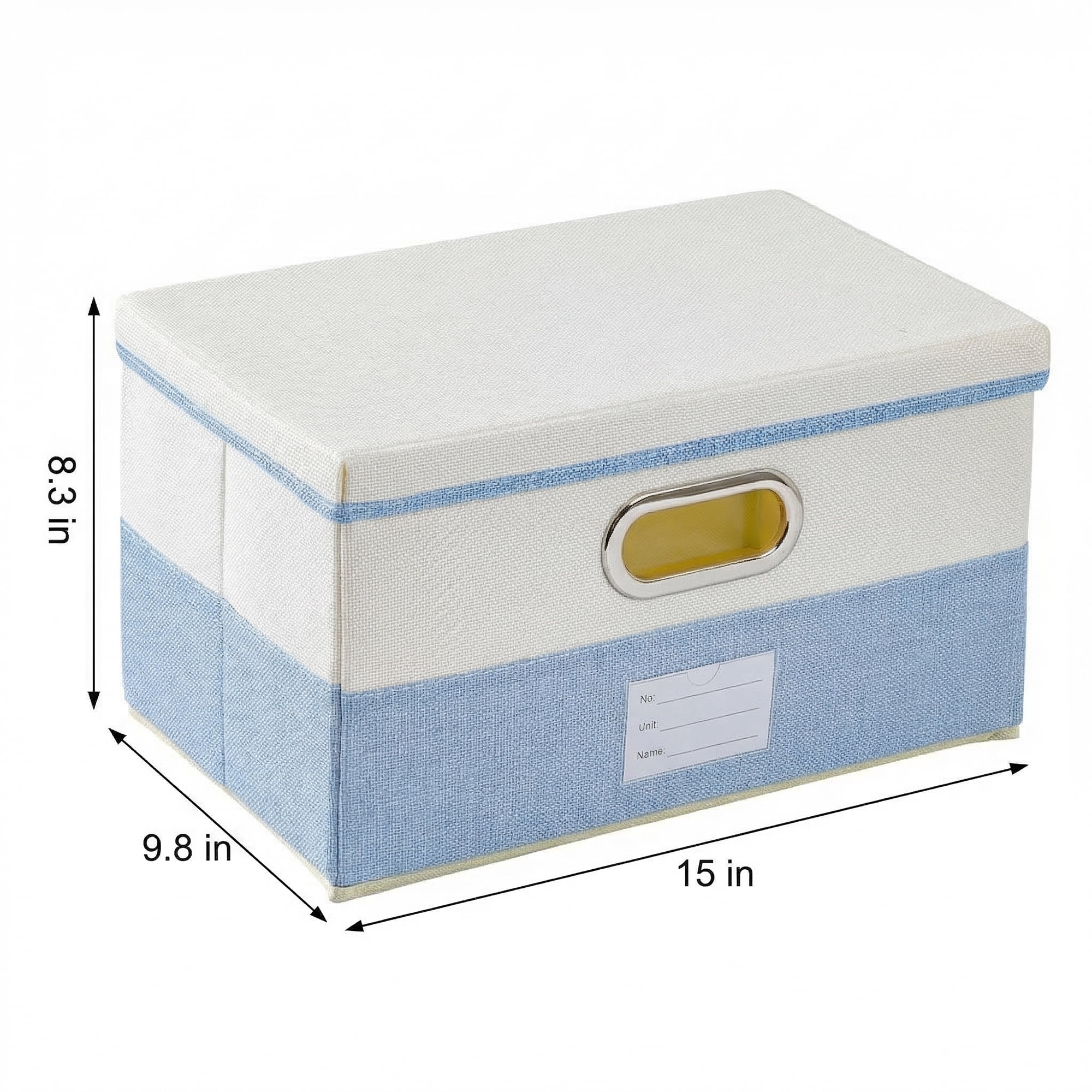 Unique Bargains Fabric Storage Bin with Lids Blue 15*9.8*8.3in