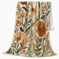 thumbnail image 2 of Printed Flannel Throw Blanket with Rust Autumn Wildflowers Off-White Background, 2 of 9
