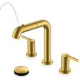 thumbnail image 1 of Grifo de baño KENES LJ-9058A-4 en oro cepillado con rociador extraíble, 1 of 9
