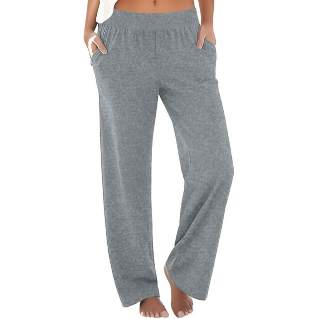 Dagugfen Pantalon de Sarrau pour Femmes Taille Extensible Froncé Jambe Droite Confortable Décontracté Pantalon de Voyage Tenues d'Automne