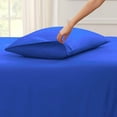 thumbnail image 2 of Split Top California King Adjustable Flex Top California King Size 100% Egyptian Cotton, Solid Royal Blue, 800 Thread Count, 15 inch Deep Pocket, 34" Split Top Sheets Bed 4 Piece Sheet Set, 2 of 6