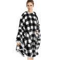 thumbnail image 6 of PAVILIA Angel Wrap Poncho Blanket for Women | Plush Warm Wearable Blanket Gift, Fleece Shawl Cape with Pom Pom Fringe and Pockets, Cozy Gifts for Women (Plaid Checker White), 6 of 7