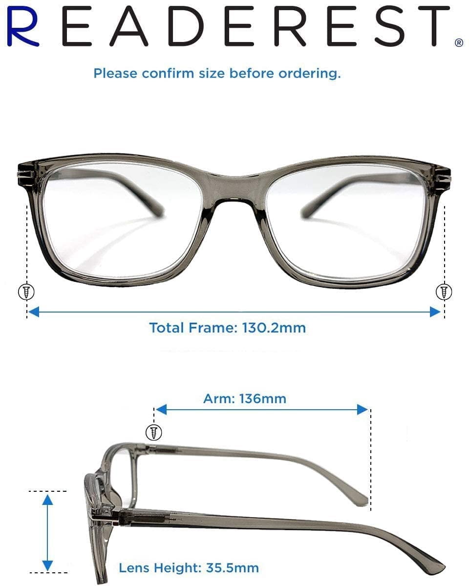 Readerest Charcoal Blue Light Blocking Reading Glasses (Zero Magnification)