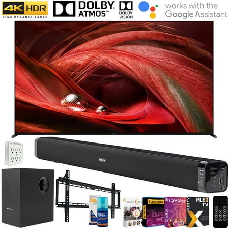 Sony XR75X95J 75" X95J 4K Ultra HD Full Array LED Smart TV (2021 Model) with Deco Gear Soundbar and Subwoofer Bundle Plus Complete Mounting and Streaming Kit for X80J Series (KD75X80J)