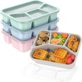 thumbnail image 2 of 4 Compartments Kids Bento Box with Lids Travel Snack Storage Stackable Snack Boxes Lightweight Reusable Meal Prep Containers pink, 2 of 6