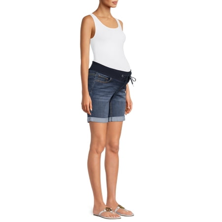 Alivia Ford Women's Maternity Knit Waistband Roll Cuff Bermuda Shorts
