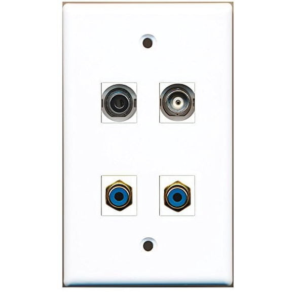 RiteAV - 2 Port RCA Blue 1 Port 3.5mm 1 Port BNC Wall Plate