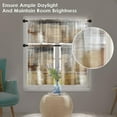 thumbnail image 6 of Brown Kitchen Window Curtains Valance and Tier Set 36 Inch, Grey Beige Modern Rod Pocket Short Tier Curtain, Abstract Art Small Cafe Drapes for Kitchen Decor, 6 of 6