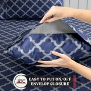 Lux Decor Collection Queen Bed Sheets, Premier 1800 Series 4 Pc Deep Pocket, Wrinkle, Fade, Stain Resistant Bedding Sheets Set, Navy Blue