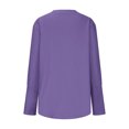 thumbnail image 7 of Aboser Womens Casual Long Sleeve Shirts Trendy Crew Neck Shirt Tops Loose Fit Plain Tshirts Comfortable Soft Classic Shirts Solid Color Pullover Top Purple L, 7 of 7