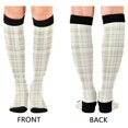 thumbnail image 2 of Haosy Compression Socks for Men Women Knee High Running Socks for Nurse Hiking Recovery Travel Athletic 2 Pairs Beige and White Plaid, 2 of 9