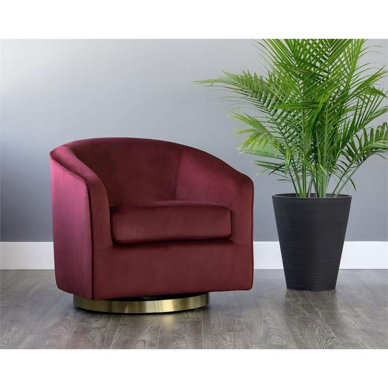 Sunpan Hazel 19 Modern Fabric Swivel Lounge Chair in Burgundy Sky Red Walmart