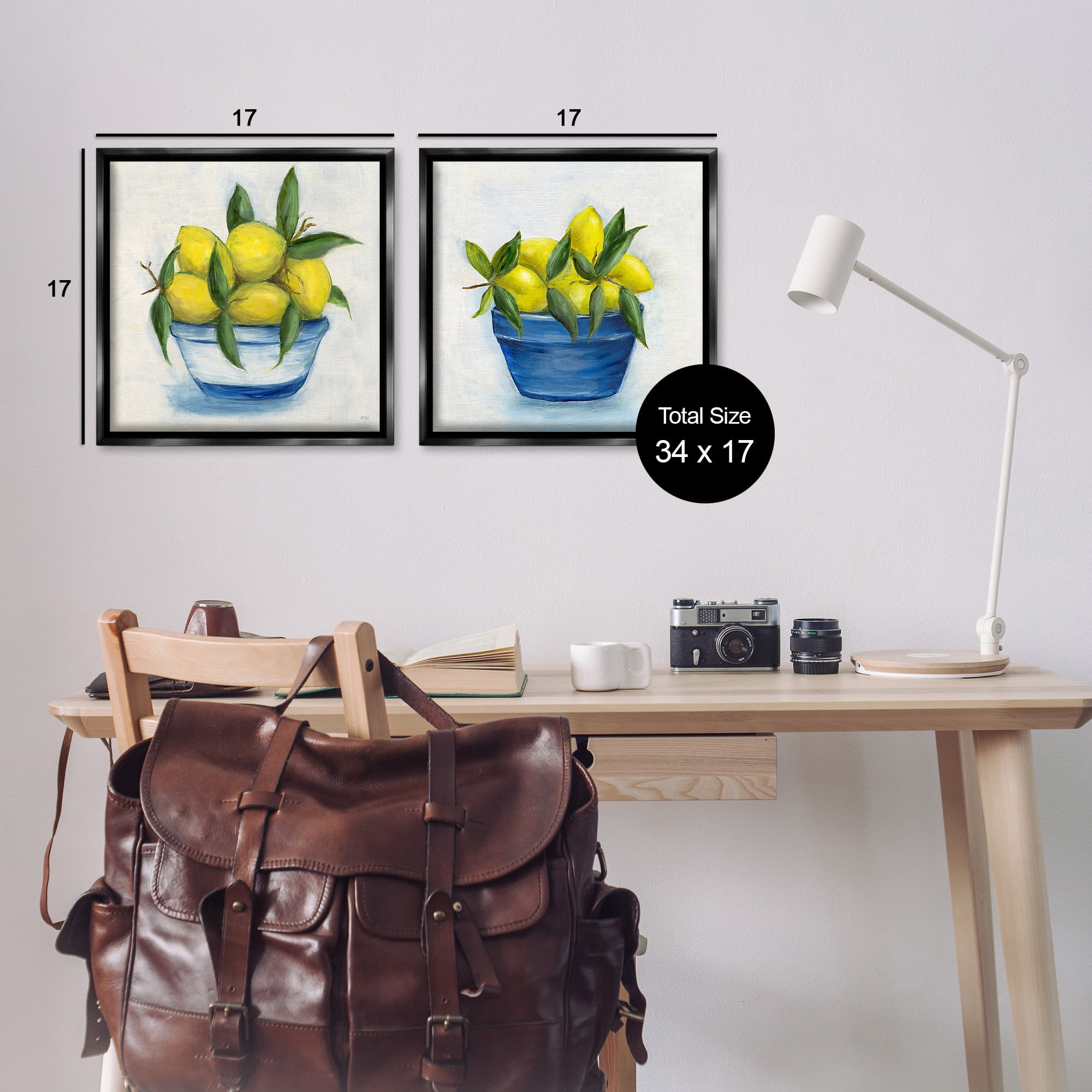 Stupell Industries Traditional Lemon Bowls Food & Beverage Painting Black Floater Framed Canvas Art Print Wall Art, 18 x 18, Set of 2