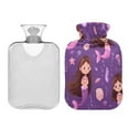 thumbnail image 2 of 2L Hot Water Bottle with Soft Velvet Cover PVC Hot Water Bag for Pain Relief Long-Lasting Warmth Cute Pink Mermaids, 2 of 8