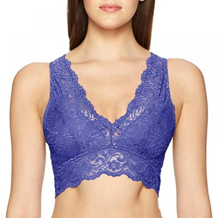 

Wuffmeow Women Deep V Bralette Plus Size Lace Bras Simple Wireless Top Vest