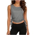 thumbnail image 2 of BiZtdJrK Débardeurs Tendance pour Femmes, Sans Manches, Col Rond, Légers, Amples, Gris Foncé, Taille Unique, 2 of 9