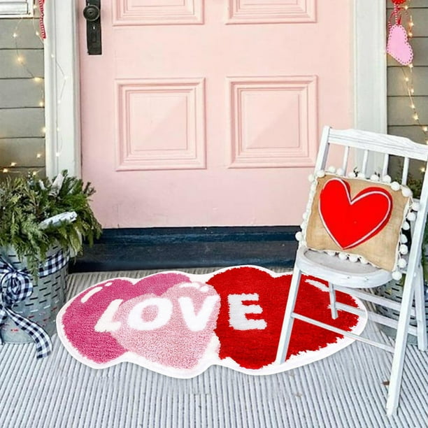 Alfombra de San Valentín en tres tamaños, imitación lana, para entrada, baño, antideslizante, con diseño de San Valentín.