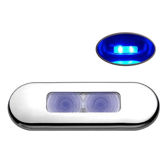 MARINE BOAT LED BLUE OBLONG STAINLESS COURTESY LIGHT