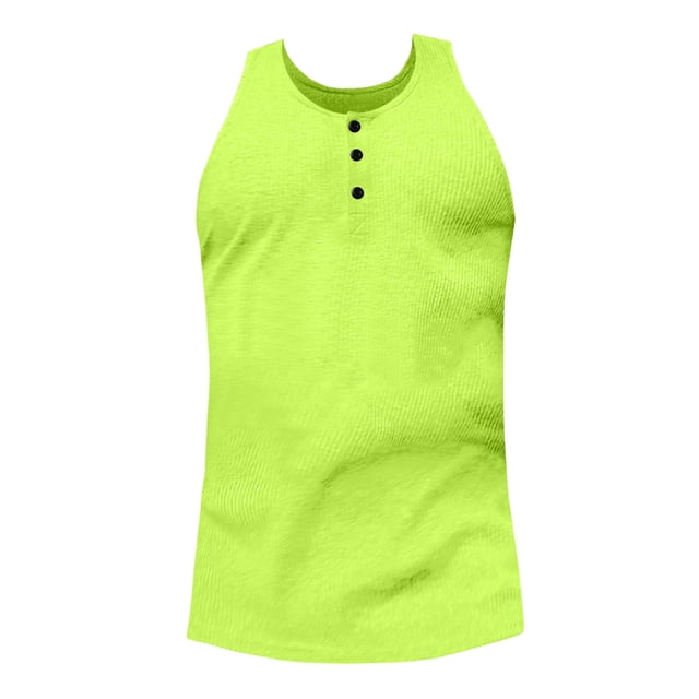 Aayomet Débardeurs d'Été pour Hommes Bouton Réglable Débardeur Sans Manches (Vert Menthe, m)