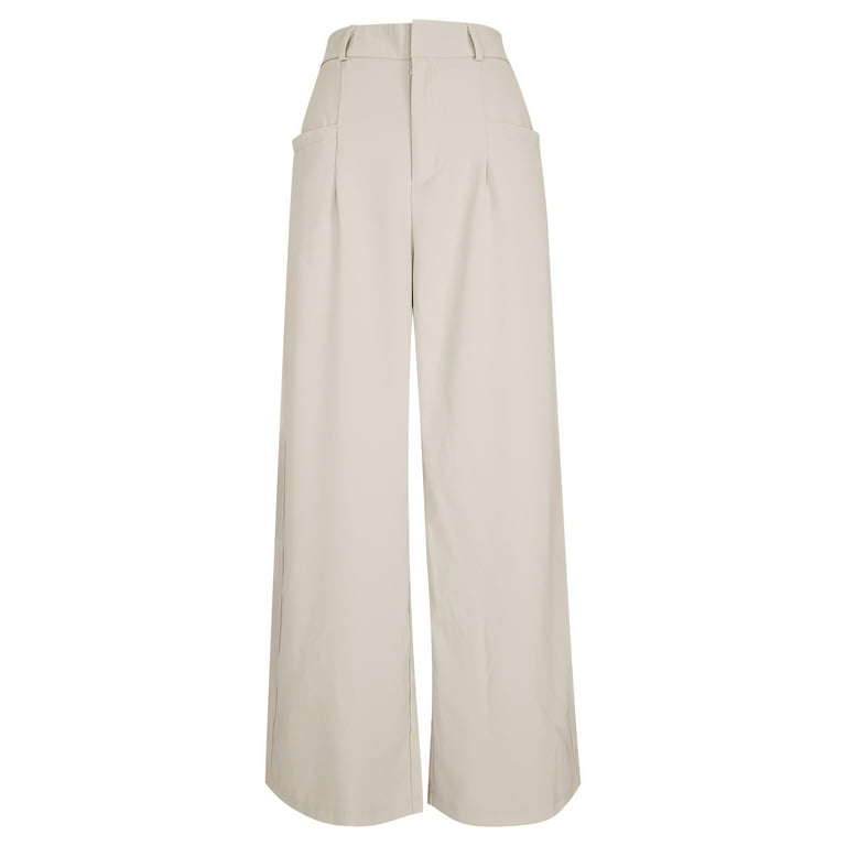 beige color dress pants Guieoi Dress Pants for Women Business Solid Color with Pockets Work Pants Trousers Blue S