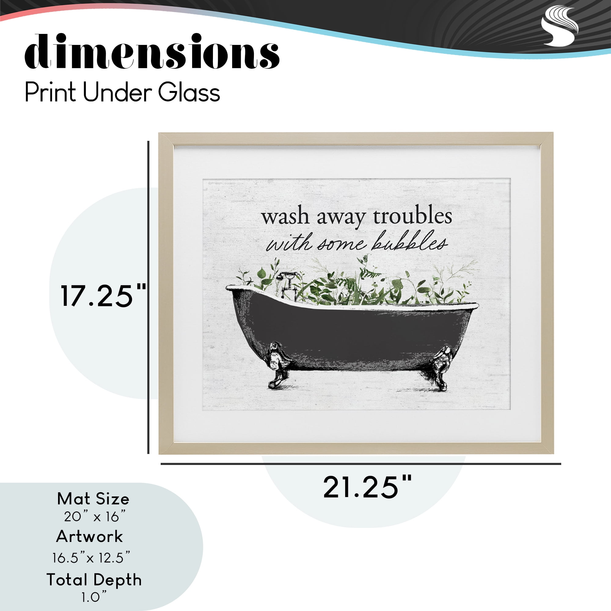 Comforting Bubble Bath Quote Birch Framed Print Under Glass, design by Lettered and Lined