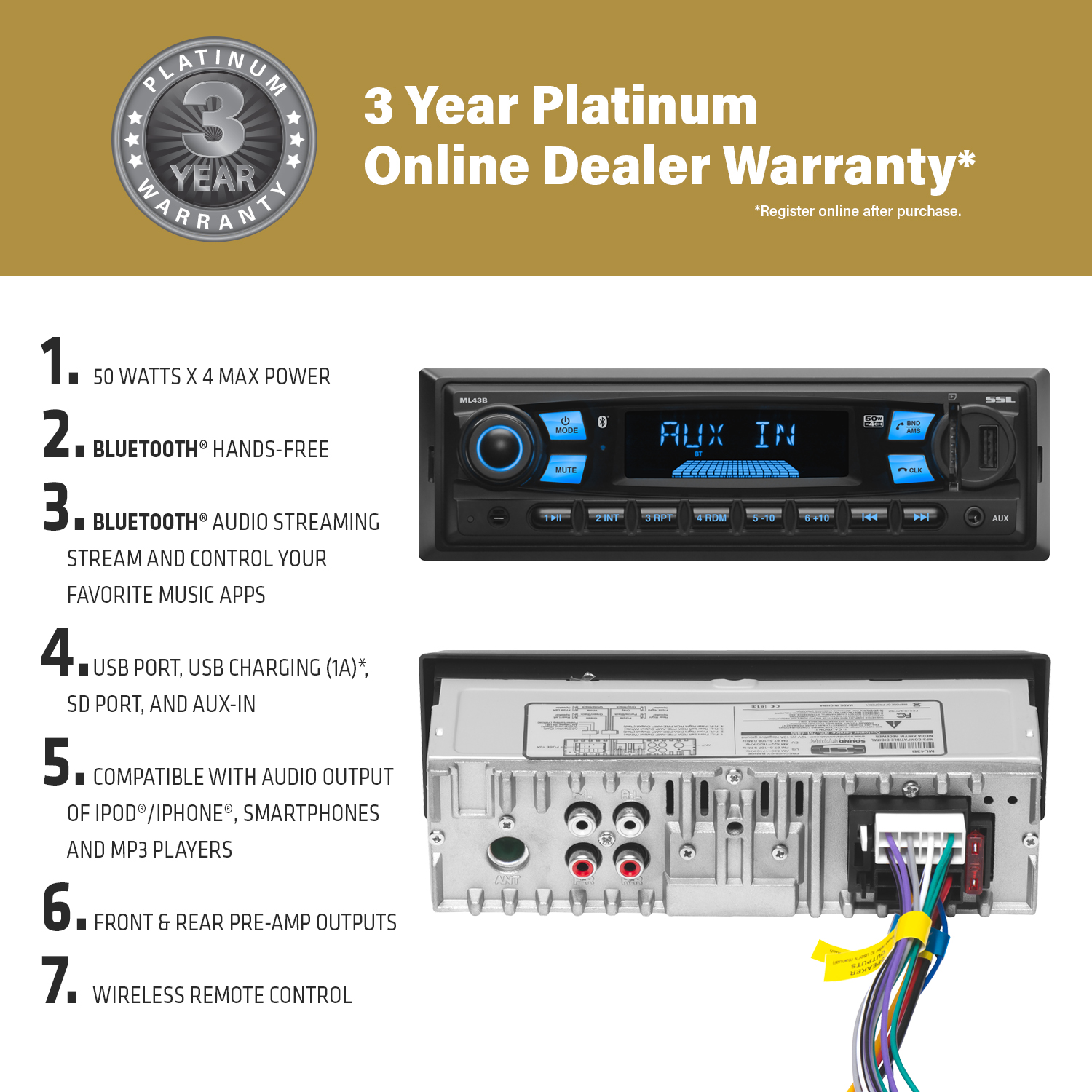 Buy Sound Storm Laboratories ML43B Car Audio Stereo System Push To