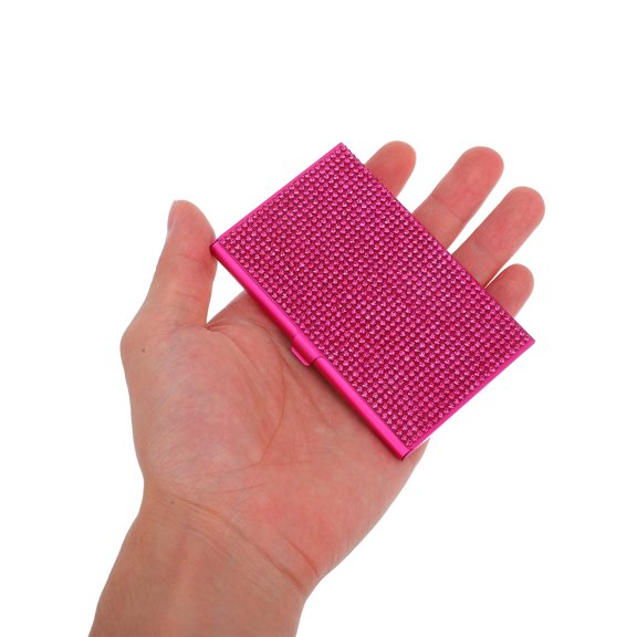 REACHISE Rhinestone Business Card Holder Case, Glitter Credit Card Storage Box for Women, Stylish and