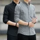 thumbnail image 4 of Ropa con Bolsillos Camisas y Blusas para Hombre Oficina Tops Lisos Hombre Blanco Negocios Manga Larga Cuello Nuevo en Botones Mangas S, 4 of 5