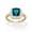 London Blue Topaz, variant on Genuine Cushion-Cut Gemstone and Diamond Accent Pave-Style Halo Ring in Yellow Gold-Plated Sterling Silver