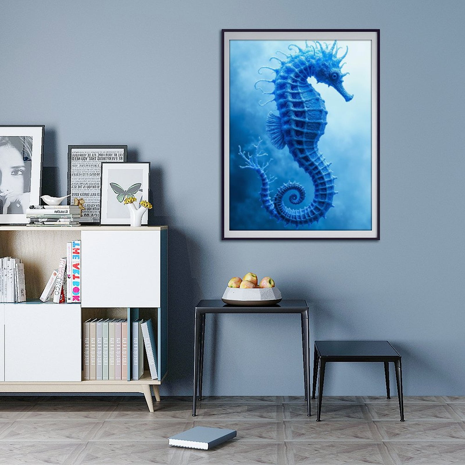 Diamond Art Kit for Adults, Blue Seahorse Ocean Beauty Diamond Painting for Adults Beginners, 5D DIY Diamond Art Painting Kits, Colorful Diamond Painting Craft for Home Decor 12x16