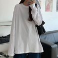 thumbnail image 4 of FindThy Camiseta casual con cuello redondo para mujer, manga larga, color sólido, blusas, 4 of 4