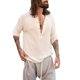 thumbnail image 2 of Sunloudy - Camisa de manga larga para hombre, informal, a la moda, color sólido, con botones, cuello alto, blusa Sunloudy  S M L XL XXL XXXL, 2 of 6