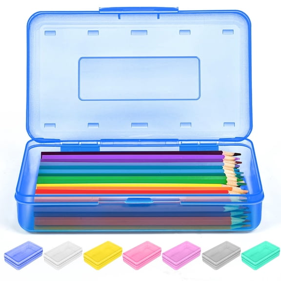 Aoznliie Pencil Box, Plastic Clear Pencil Case with Pouches for Students, Clear Pencil Pouch for School Desk Storage,9x5x3 inch