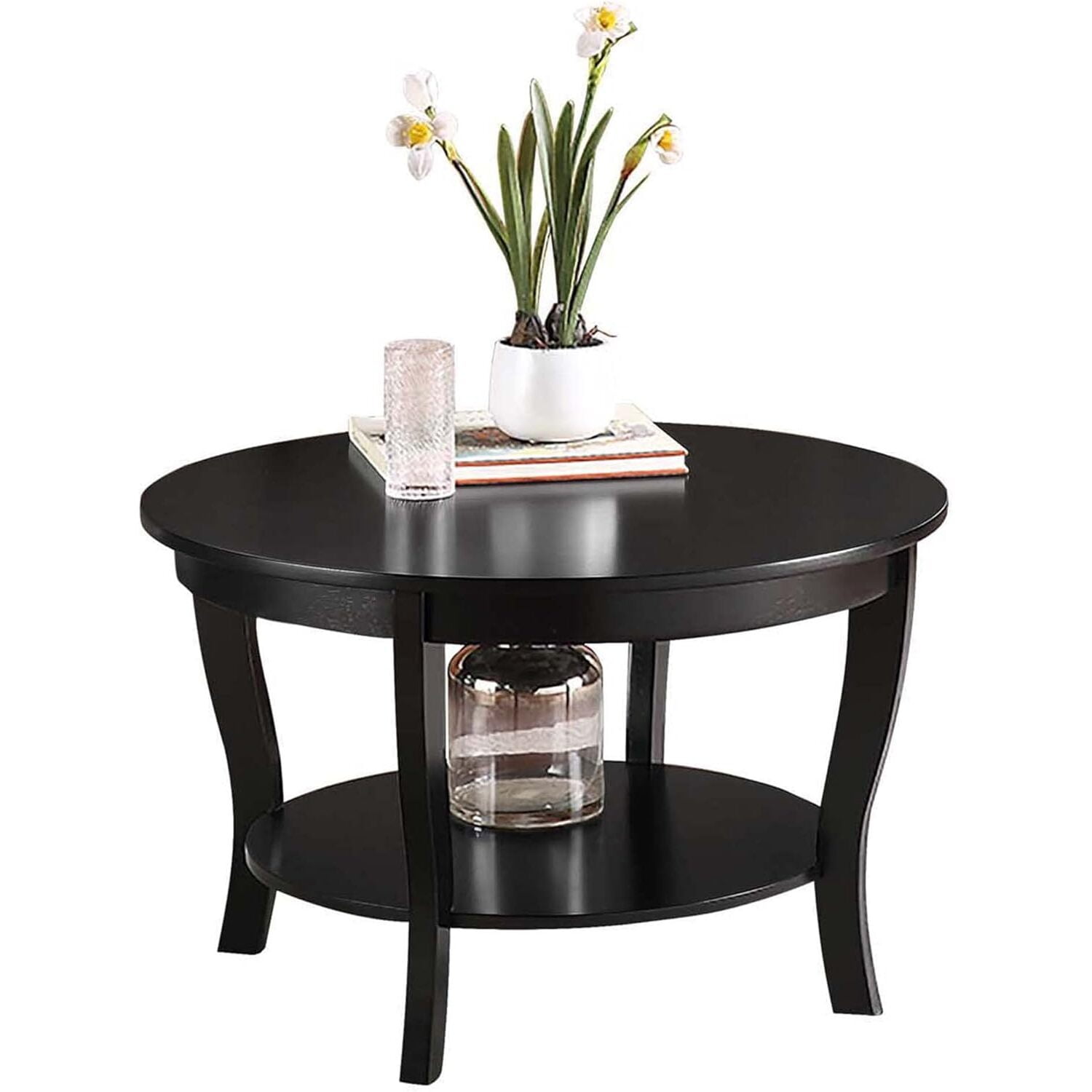 Convenience Concepts American Heritage Round Coffee Table 30" in Black Wood