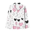 thumbnail image 4 of Lorytime Valentines Pajamas for Women Pants Set Button Down Long Sleeve Button Down Tops and Heart Trousers Loungewear, 4 of 6