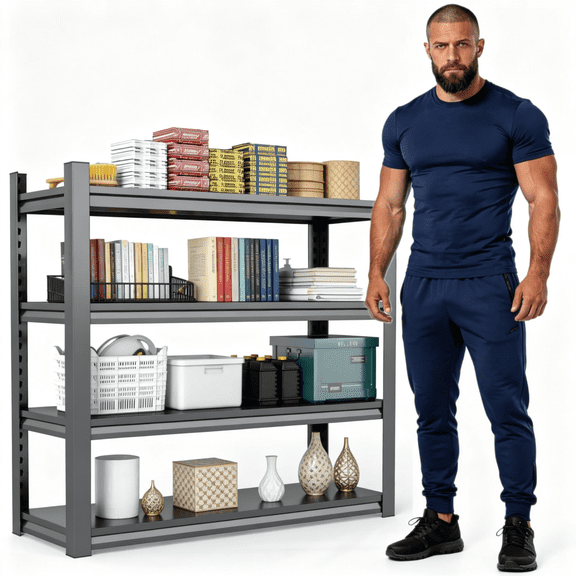 Metal BookShelf,54'‘H x 16"W Industrial Bookshelves, Heavy Duty Storage Shelf for Books, Adjustable Standing Book Shelf for Living Room, Bedroom, Office, Library, Tool-Free Assembly, Black(4-Tier)