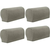 NAMZI 4 Pcs Plaid Stretch Armrest Covers Solid Color Non-Slip Arm Covers for Chairs Couch Sofa Armchair Slipcovers for Recliner Sofa with Twist Pins, Olive Green
