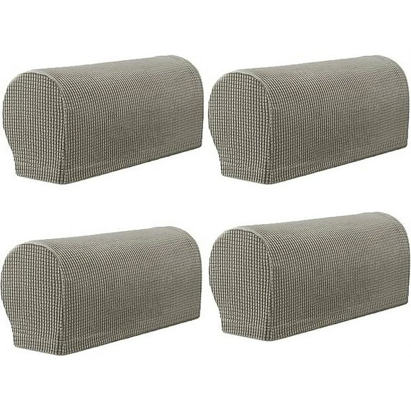 XmhyTop 4 Pcs Non - Slip Arm Covers in Plaid Stretch and Solid Colors - Perfect Slipcovers for Chairs, Couches, Sofas, Armchairs and Recliners, Equipped with Twist Pins, Olive Green