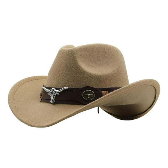 Sombrero de vaquero con decoración occidental, , informal, térmico, impermeable, cómodo, transpirable, para mujer, regalo de otoño, invierno, Camello Sunnimix Sombrero de vaquero
