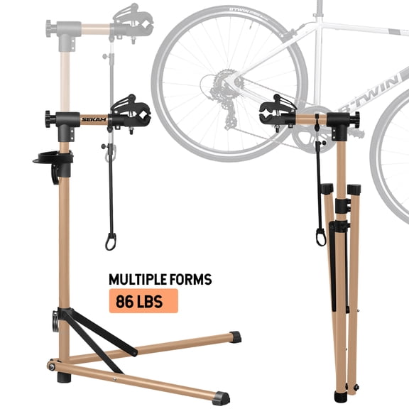 SEKAM Bicycle Repair Stand, 86 lbs Max Load, Height Adjustable Mechanic Workstation with Tool Tray