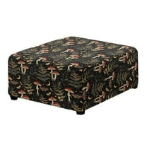 Xoenoiee Mushroom Moon Butterfly Leaves Print Square Ottoman Cover Stretch Washable Ottoman Slipcovers Elastic Foot Stool Foot Rest Protector for Living Room Bedroom, S