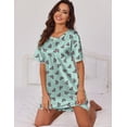 thumbnail image 3 of Ekouaer Silk Nightgown for Women Short Sleeve Satin Sleep Shirts Round Neck Sleepwear Chest Pocket Nightshirt, 3 of 6