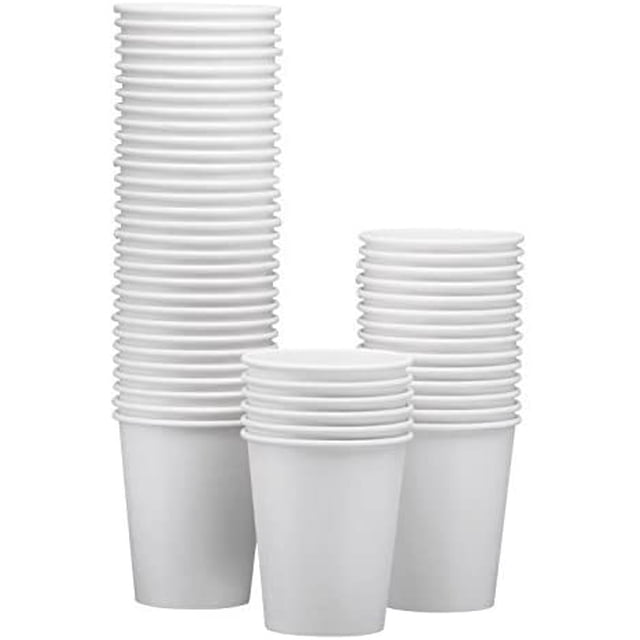 Paquete de 100 vasos desechables de papel blanco de 8 oz – Taza para bebidas frías/calientes para agua, jugo, café o té – Ideal para enfriadores de agua, fiestas o café Fason WMSS-145