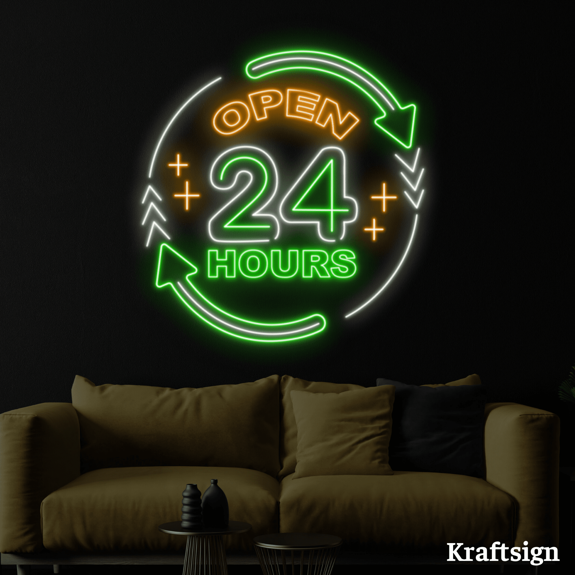 Craftnamesign Open 24 Hours Neon Sign, Open Welcome LED Sign, Shop Decor