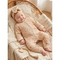 thumbnail image 4 of BemeyourBBs Preemie Baby Girl Spring Summer Fall Winter Clothes Baby Girl Newborn Hospital Going Home Outfit Ruffled Ribbed Romper Long Sleeve Floral Zipper Jumpsuit with Bowknot Headband, 4 of 9
