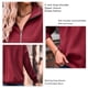 thumbnail image 4 of Blusa con cremallera para mujer, cuello en V, empalme simple, manga larga, hombro caído, sudadera con cremallera para mujer, rojo vino S, 4 of 5