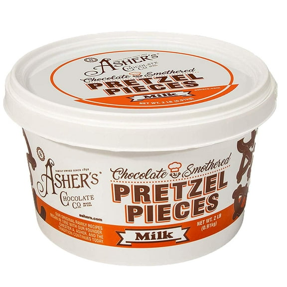 Asher's Chocolate, Chocolate Covered Pretzels, Bulk Smothered Pretzels, Gourmet Sweet and Salty Candy, Small Batches of Kosher Chocolate, Family Owned Since 1892 (2lbs, Milk Chocolate)