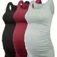 thumbnail image 1 of QJUHUNG 3-Pack Maternity Tank Tops - Soft & Stretchy Ruched Side Shirts for Pregnancy - Flattering Sleeveless Basics - Essential Stylish Wardrobe Builder for Expecting Moms, 1 of 7