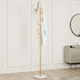 thumbnail image 6 of Gold Coat Rack, Free-standing Small Modern Coat Stand Tree with 6 Hooks, Marble Base, Hat & Coat Cactus Shape Hanger for Bedroom, Office, Metal Vintage, gold, 6 of 13