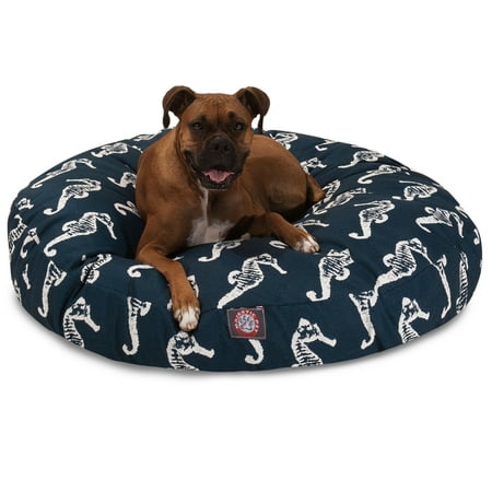 UPC: 0788995510918 | Majestic Pet | Sea Horse Round Pet Bed For Dogs  Removable Cover  Navy  Large